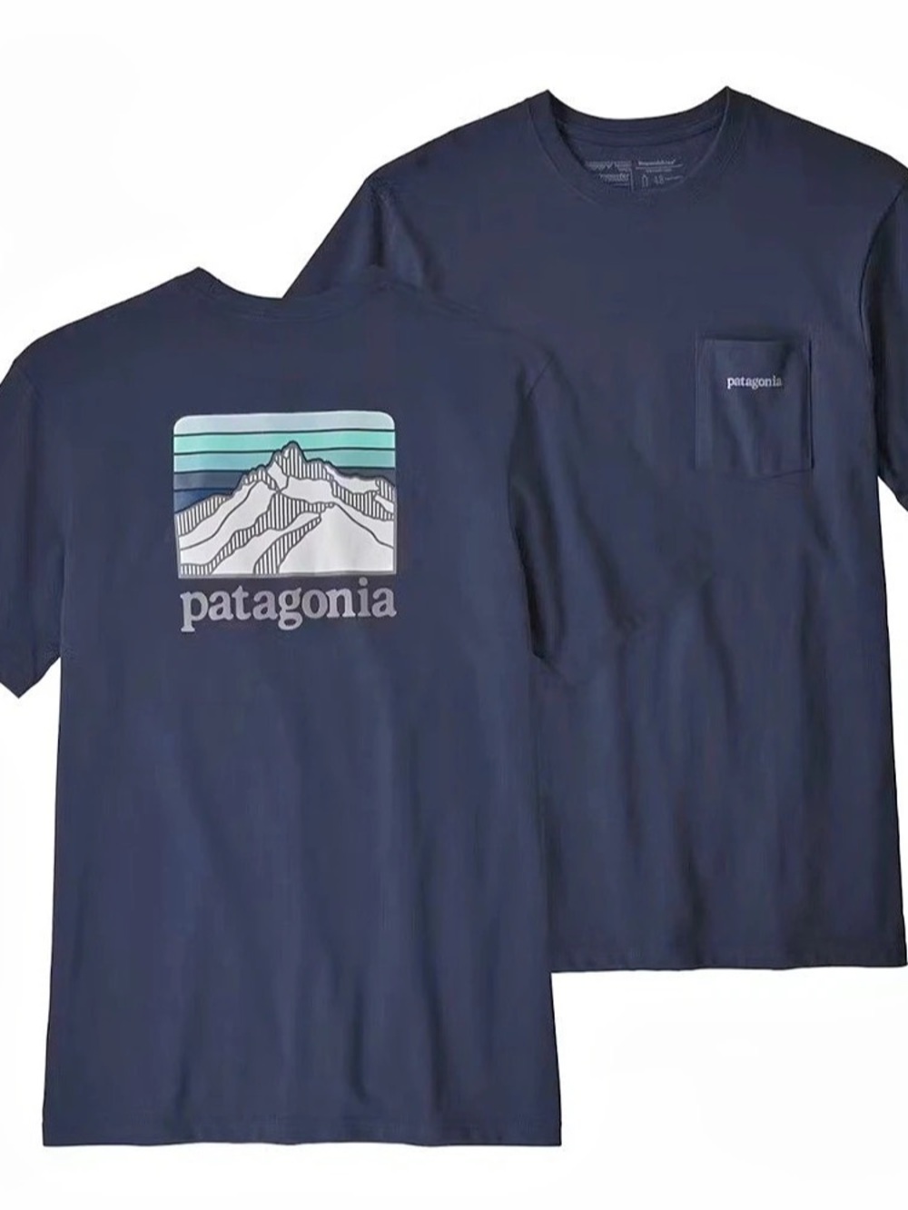 Patagonia Line Logo Ridge Pocket Responsibili-Tee Mens Small Blue
Graphic Shirt